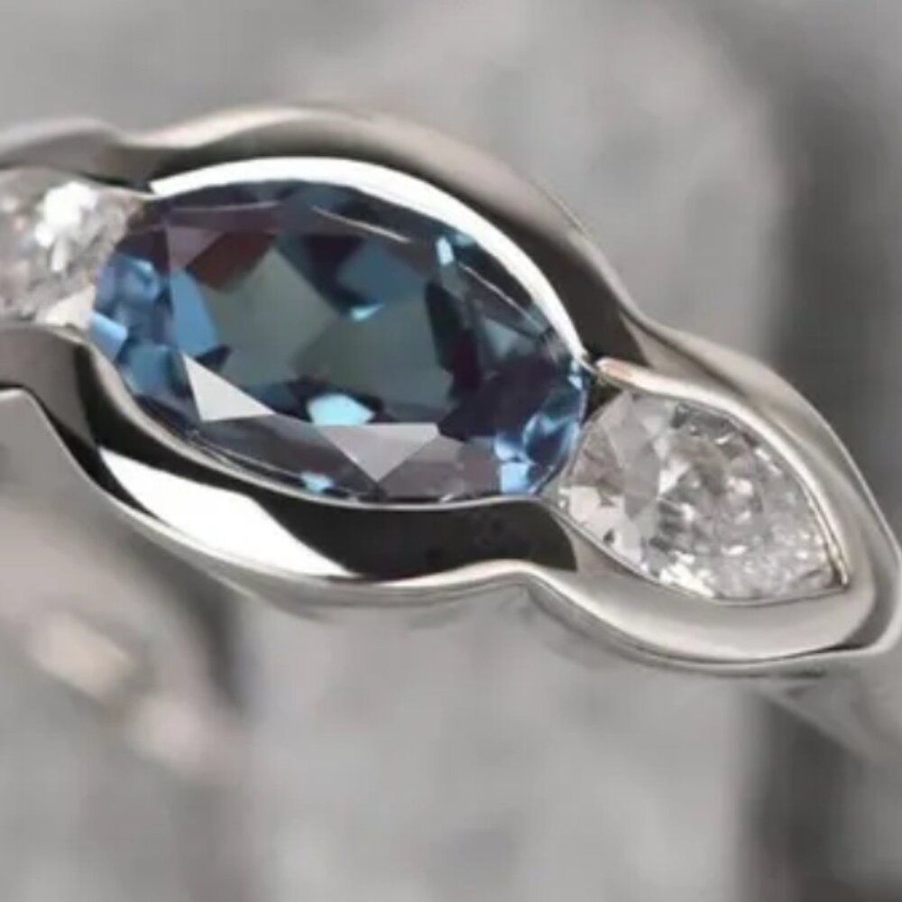Oval Alexandrite Ring Sterling Silver